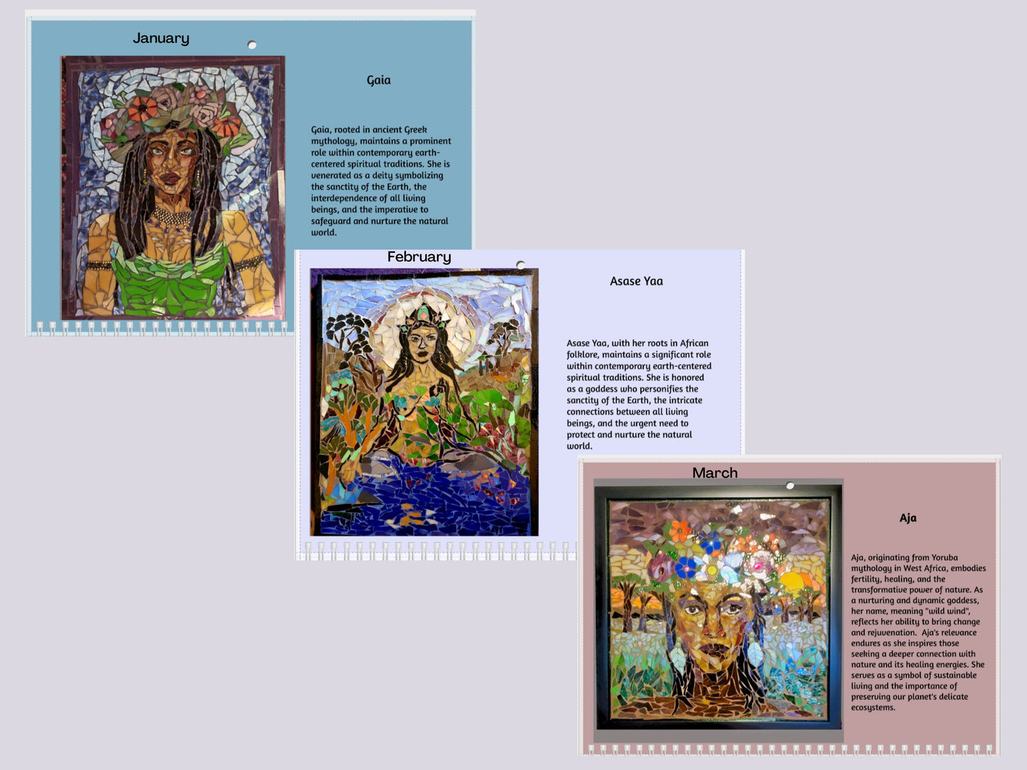 2024 Goddesses of the World Stained Glass Mosaic Calendar - 16.5x11.5 Inches